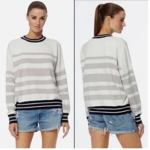 360 Cashmere Striped Crew Neck Sweater Size Medium